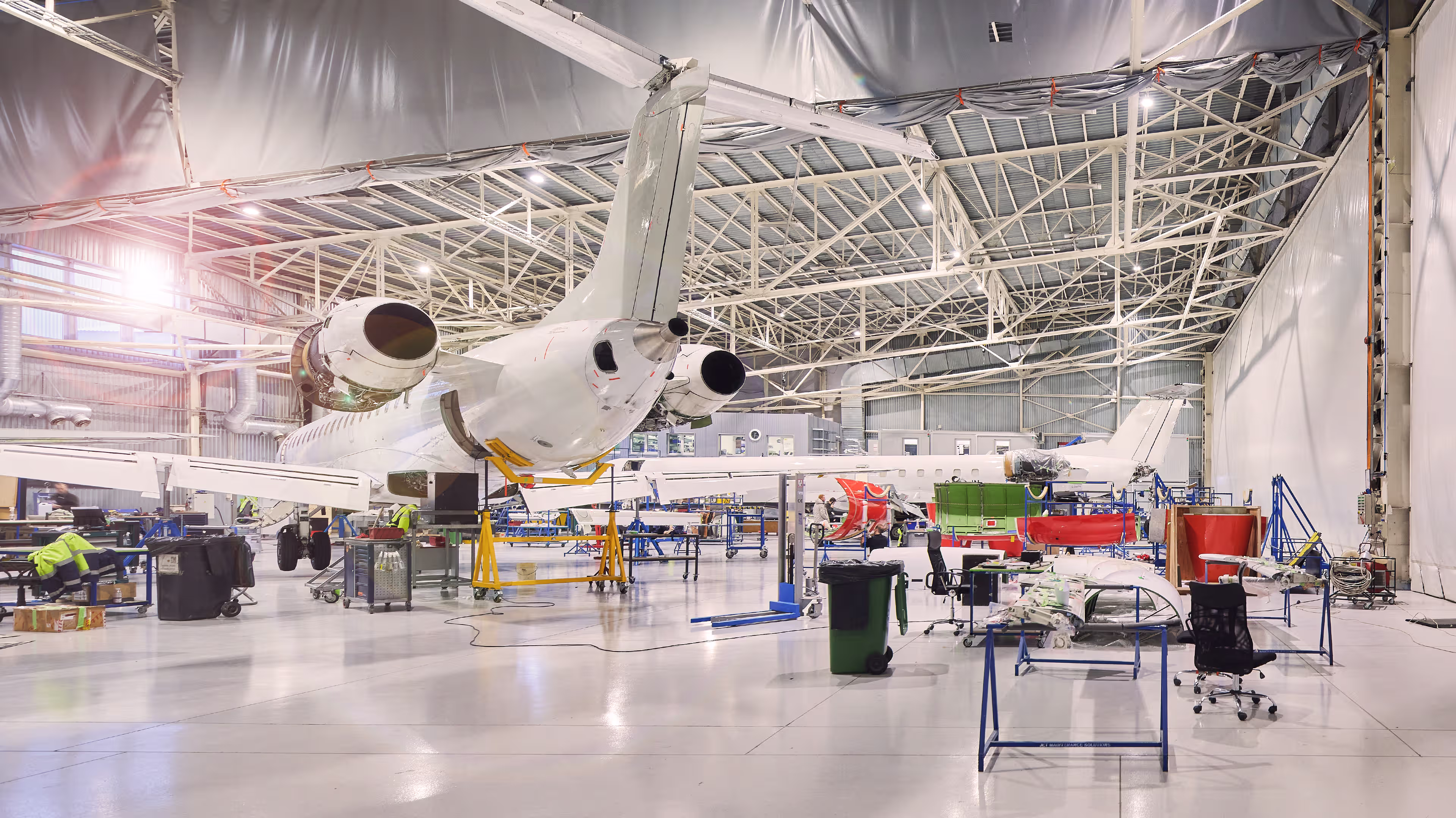 Inside the FL Technics hangar in Vilnius (VNO)