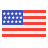 United States flag with 50 white stars on a blue canton and 13 red and white stripes.