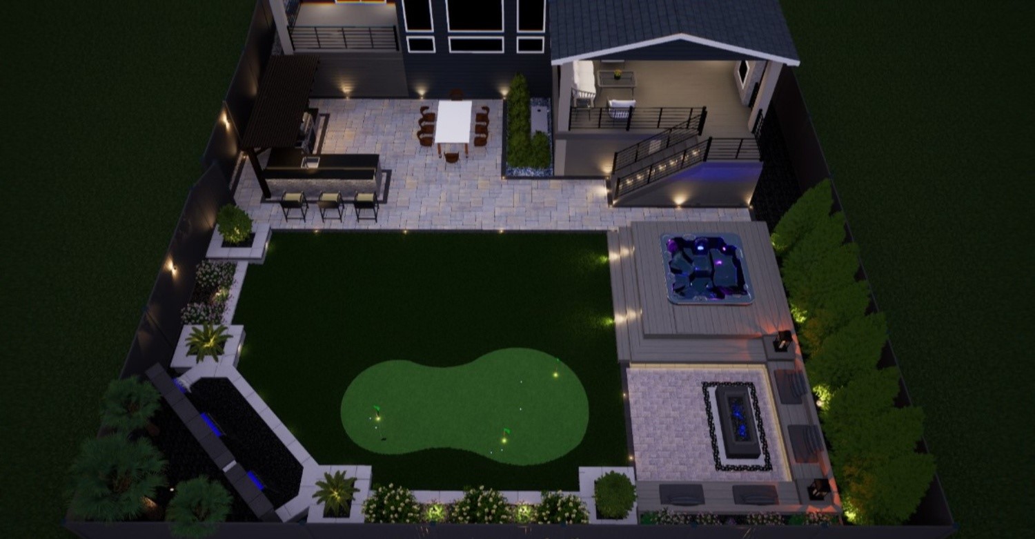 A 3D concept of a landscape project for a Greater Seattle homeowner