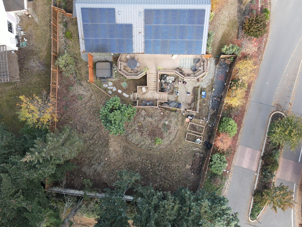 Top view of backyard transformation project in Bellevue under planning stage
