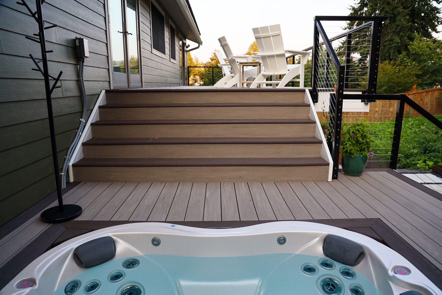 Hot tub installation in Bellevue for patio remodeling project