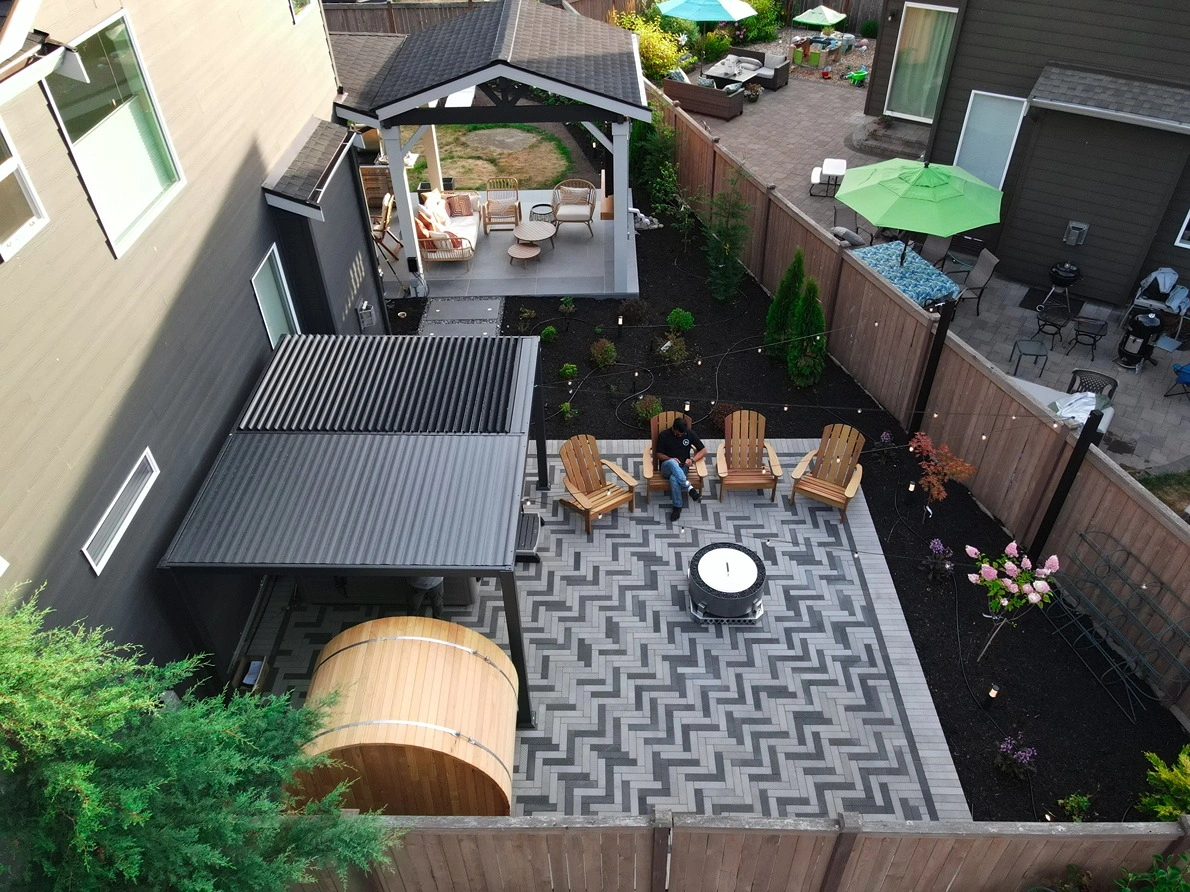Patio Cover and Porcelain Patio After