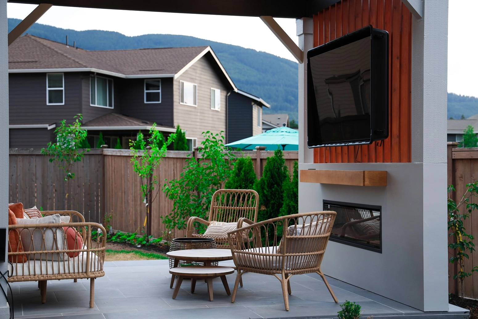 Patio Cover and Porcelain Patio After