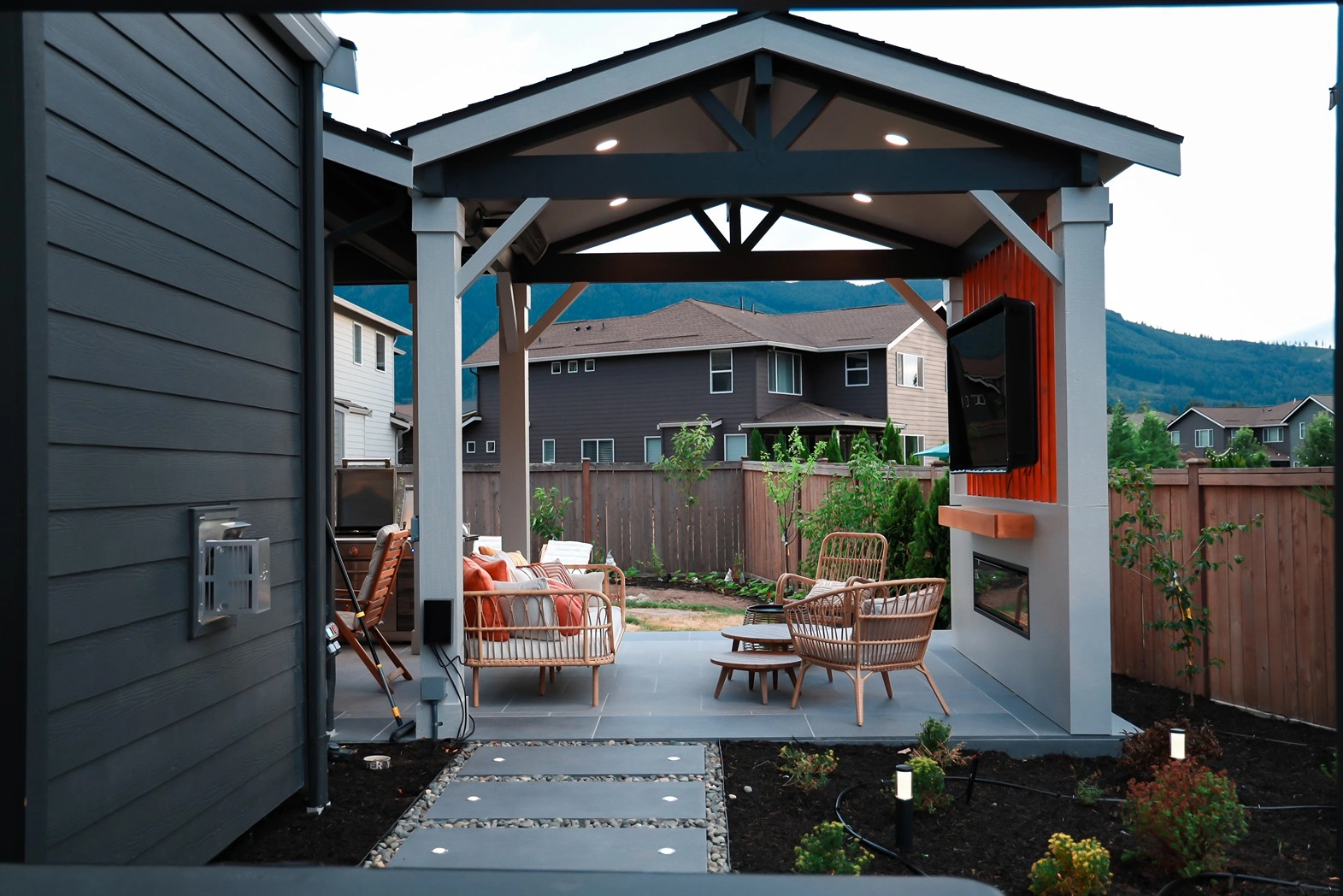 Patio Cover and Porcelain Patio After