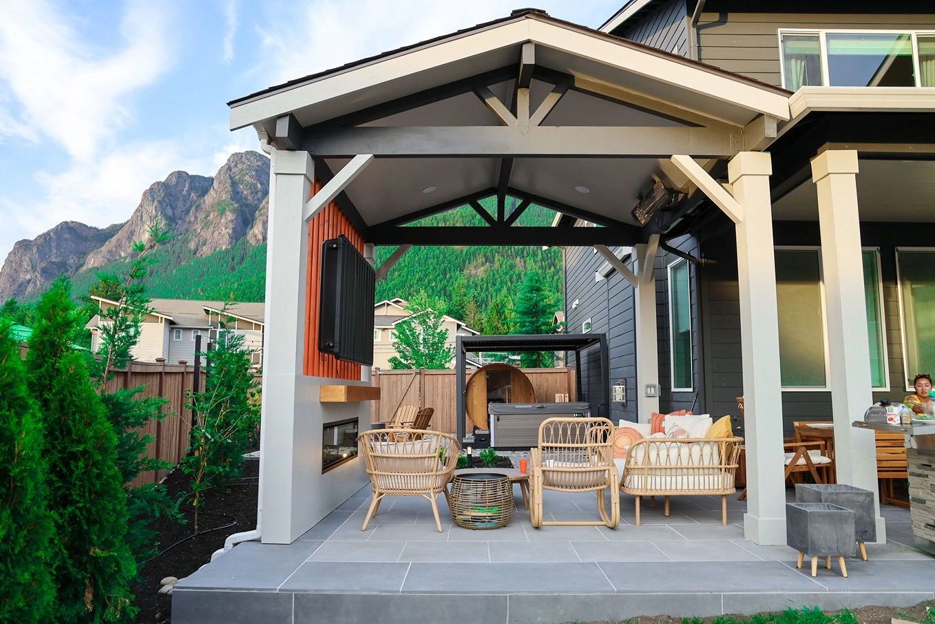 Patio Cover and Porcelain Patio After