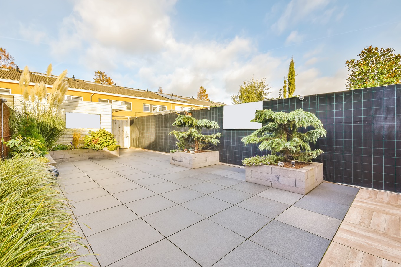 Slip-resistant outdoor porcelain pavers installed on a Seattle patio