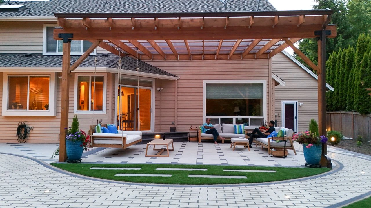 After completed luxury landscape transformation on Mercer Island WA home