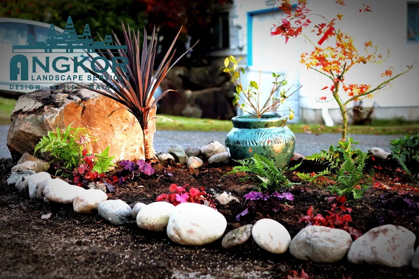 Native plant landscaping installation in Bothell WA residential backyard