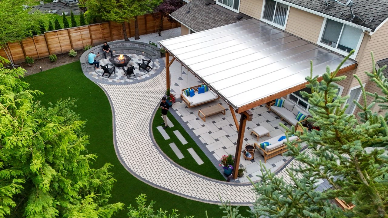 After custom landscape design completed in Bothell WA backyard by Angkorscape