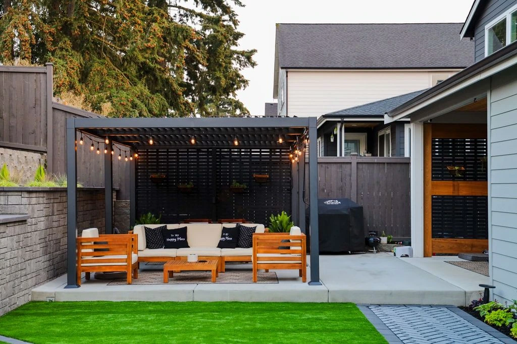 After completed luxury landscape transformation in Sammamish WA home