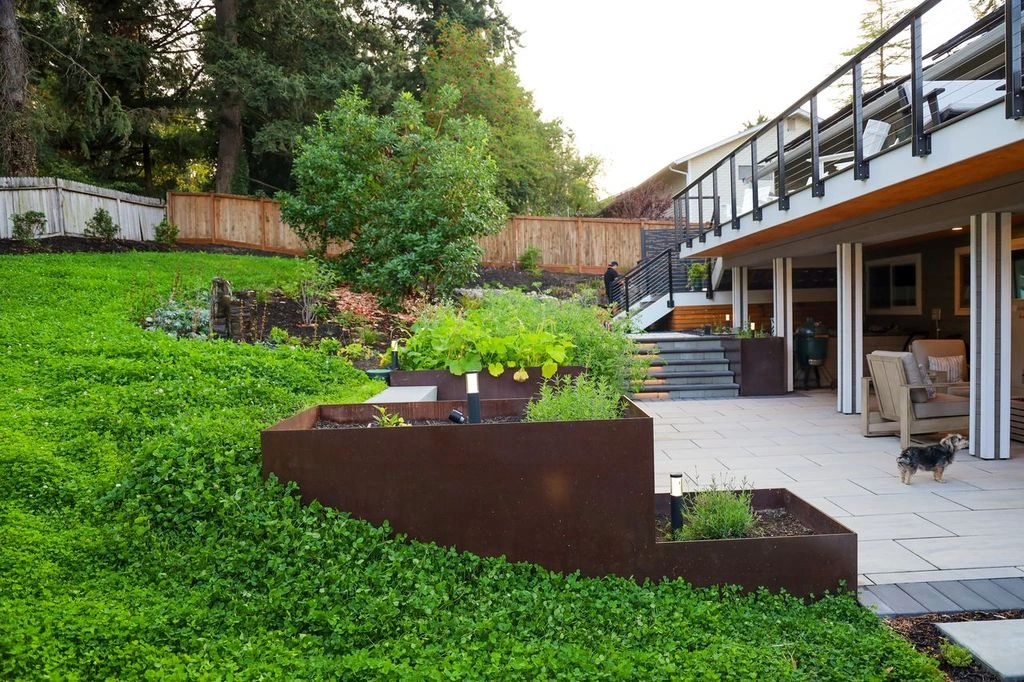 After completed luxury landscape transformation in Redmond WA residential home