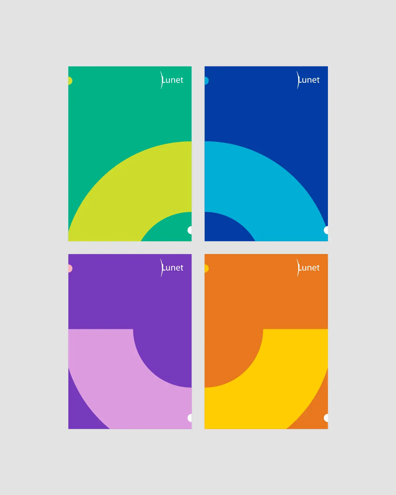 folders met kleuren en stijlelement lunet in huisstijl van Lunet door Coolbrand