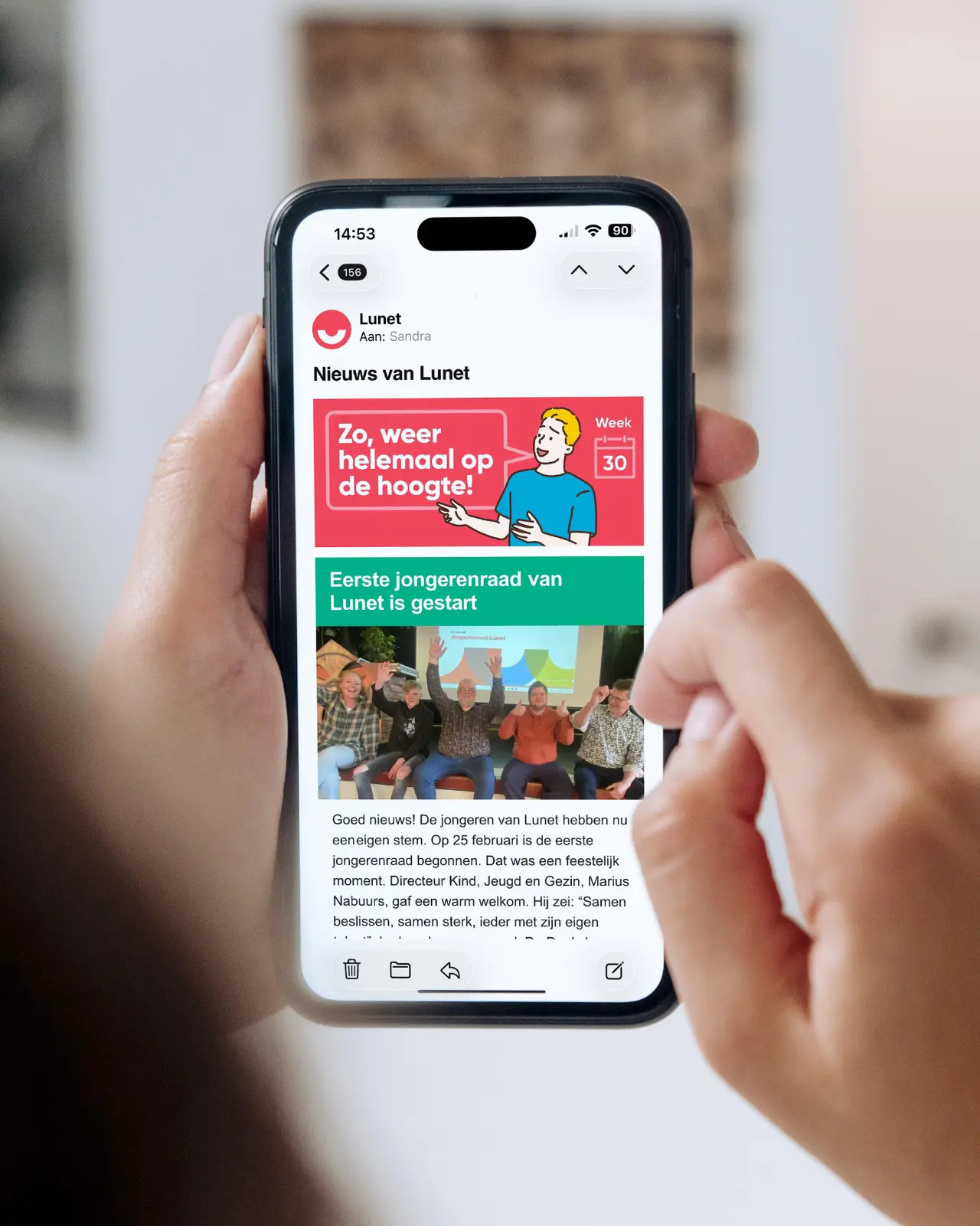digitale nieuwsbrief voor cliëntcommunicatie in huisstijl van Lunet door Coolbrand