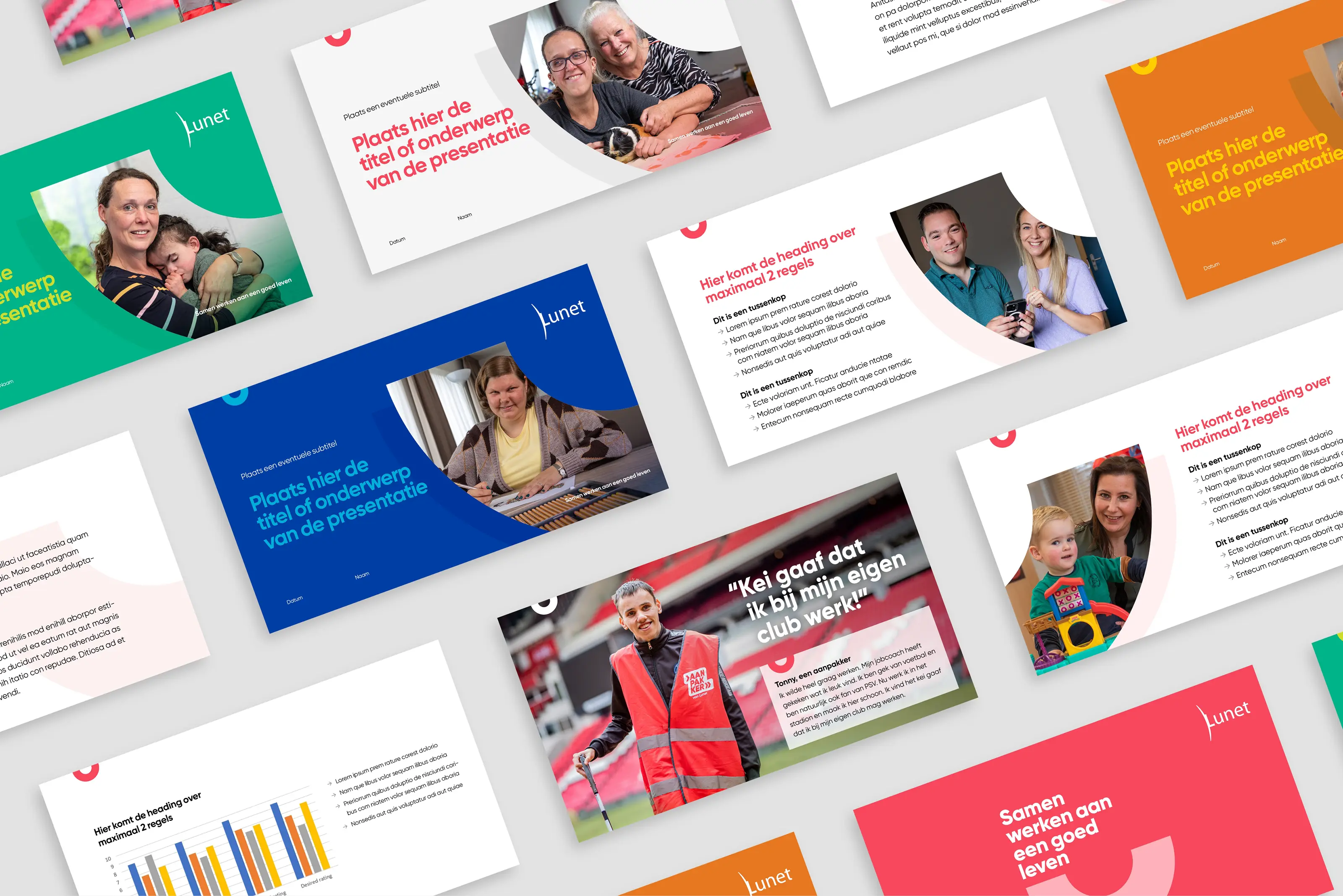 PowerPoint slides om een deck te maken in huisstijl van Lunet door Coolbrand