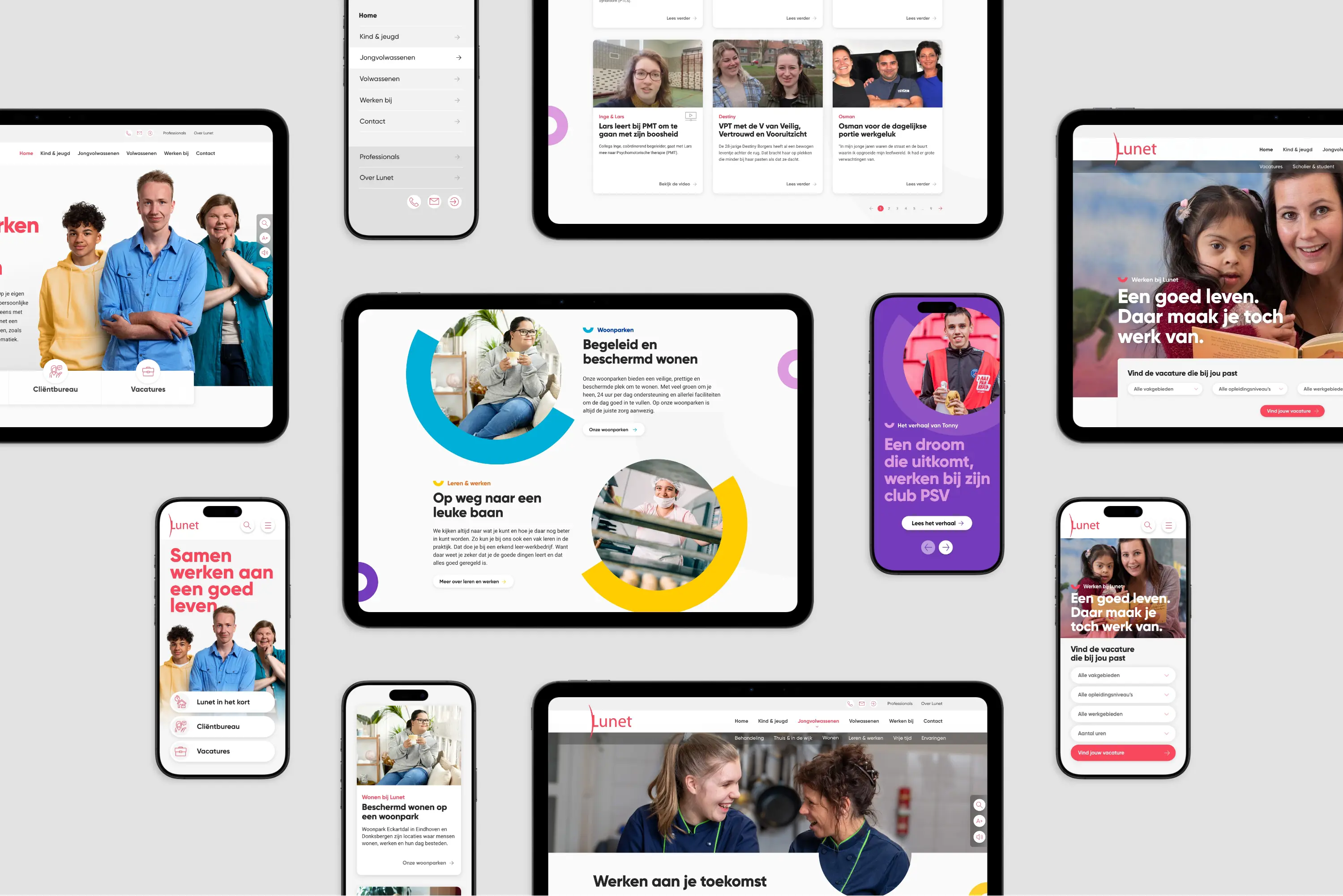website van Lunet op tablet en mobiel door Coolbrand