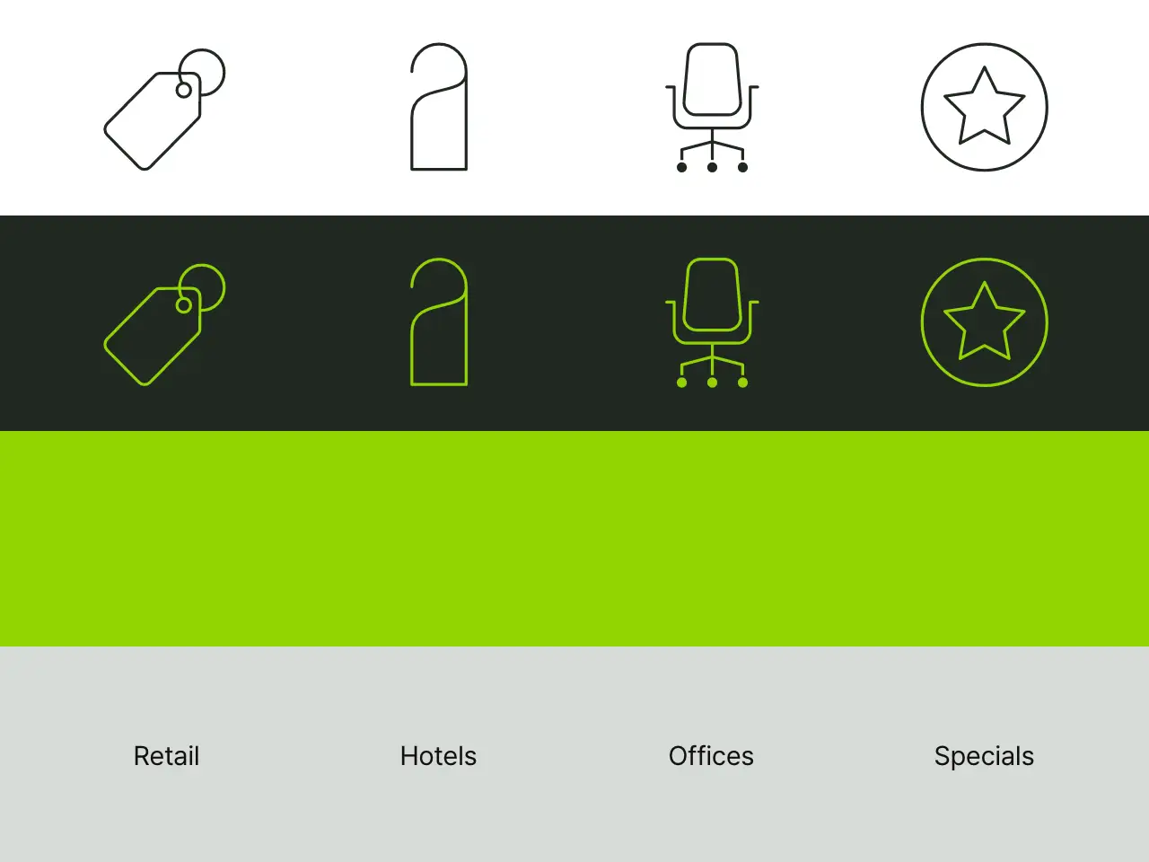 iconen in de huisstijl van Teamwork interiors voor de website door Coolbrand