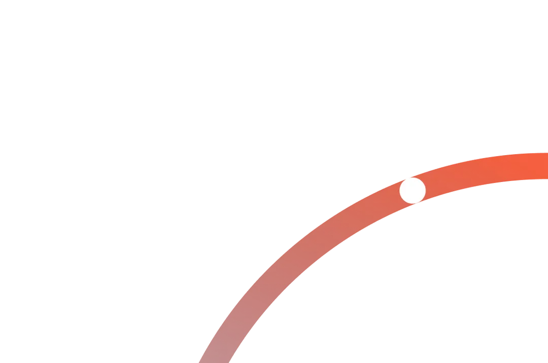 White dot on a curved orange-red line against a dark teal background.