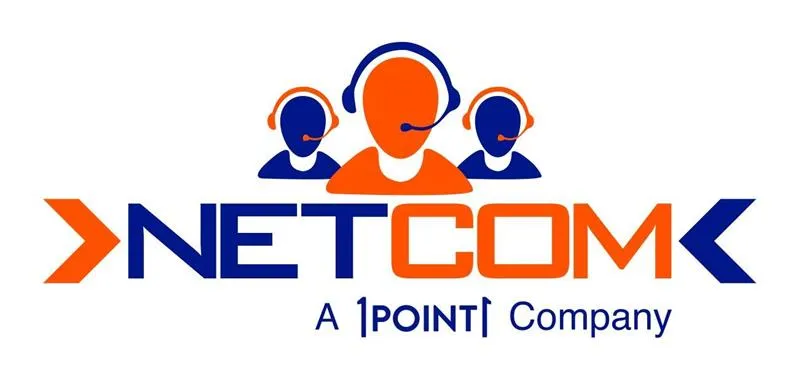 NetCom logo with three headset-wearing figures and text 'A 1Point Company'.
