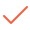 Orange checkmark icon with a light gray shadow on a white background.