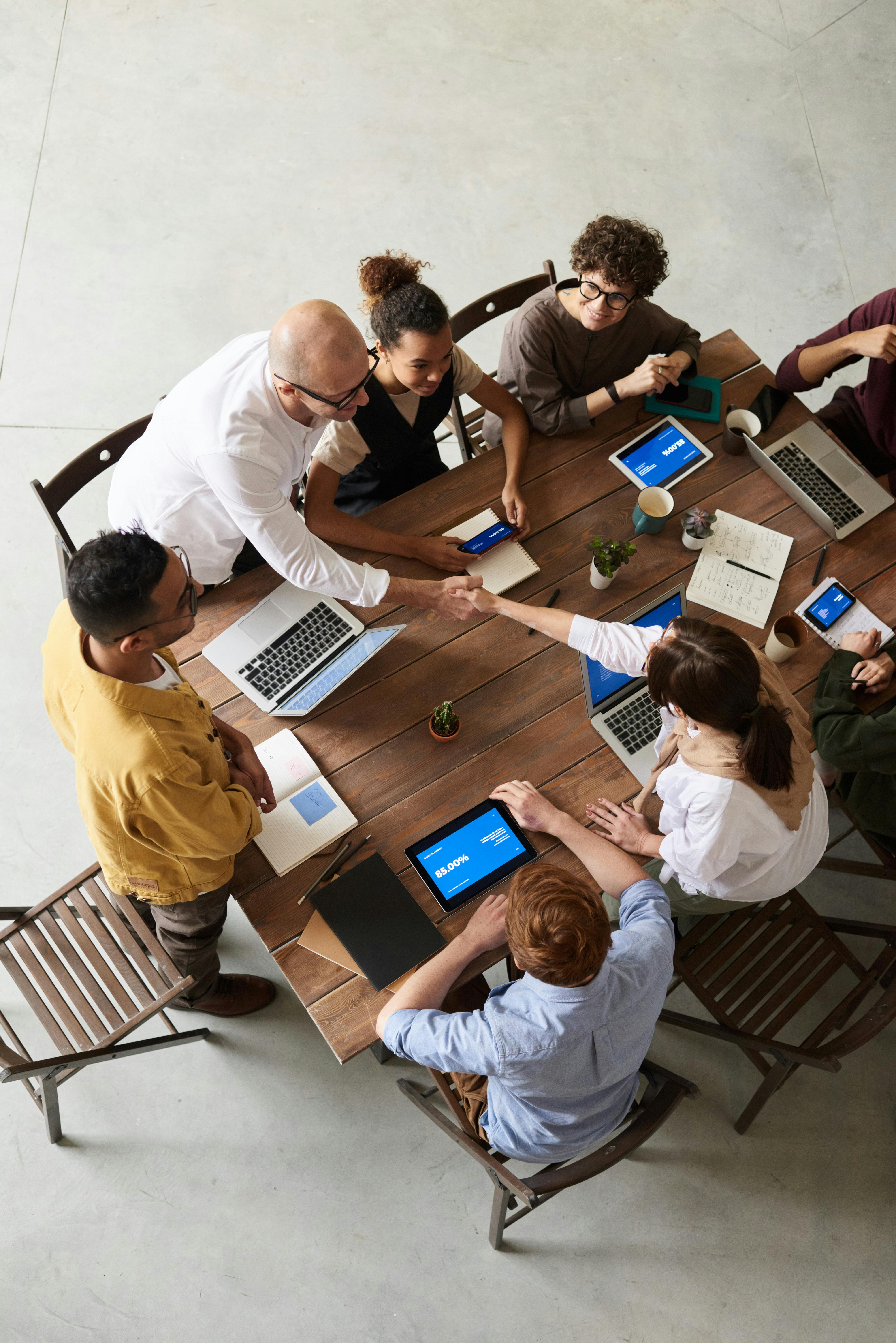 Illustration showing digital workplace transformation through employee engagement, teamwork, and collaboration tools.