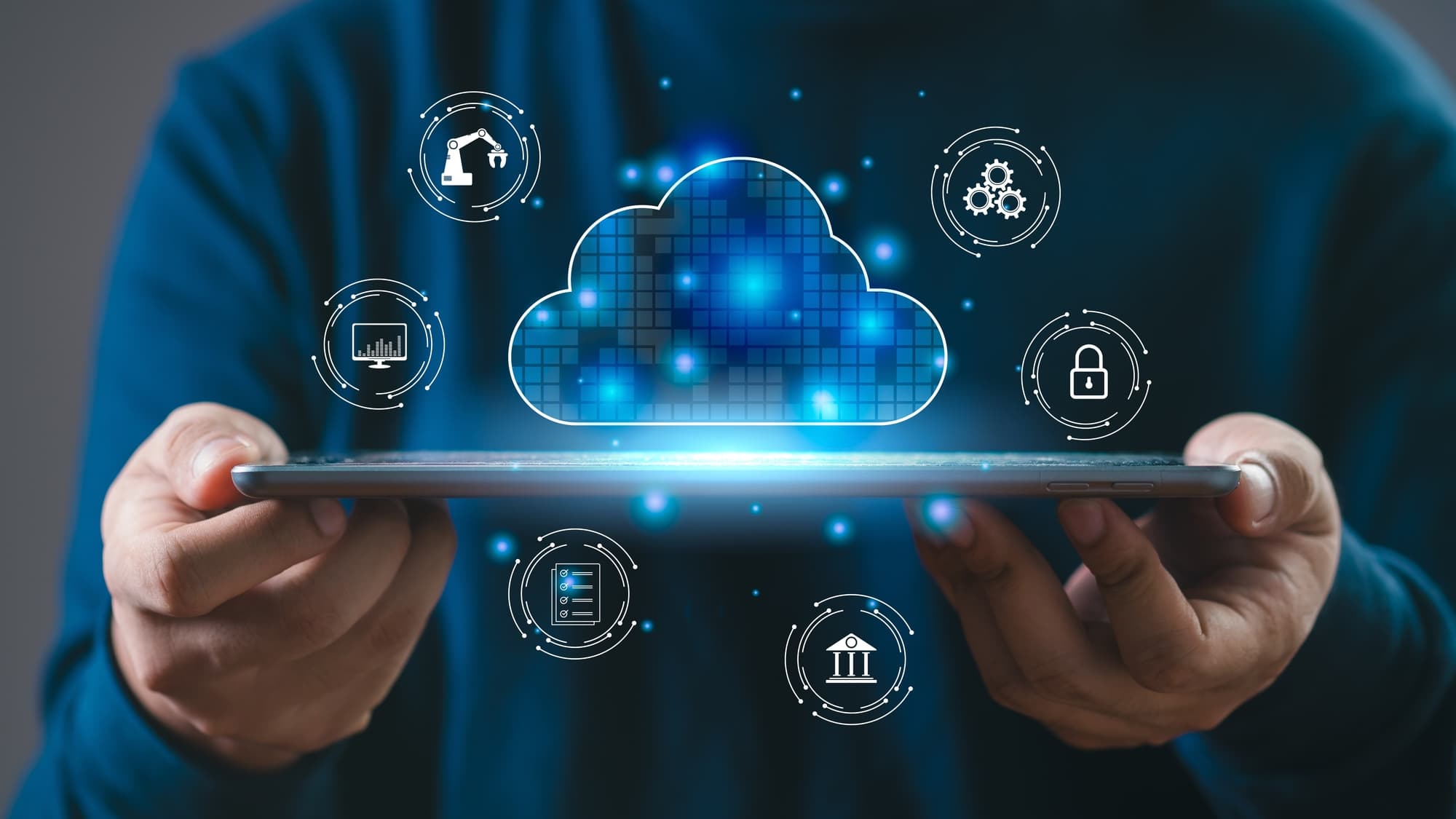 "hand holding cloud icon, Cloud computing concept, Backup Storage Data Internet, networking and digital, Share global, technology concept. "