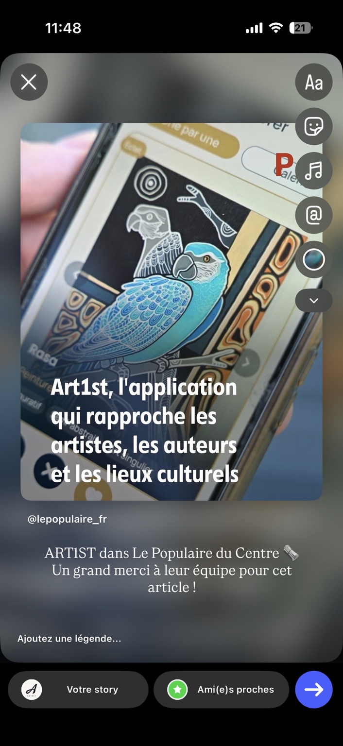 L’application ART1ST illustrée dans Le Populaire du Centre.