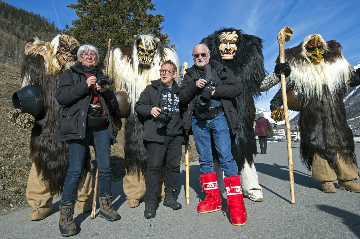 Suisse, Valais, les Tschäggättäs pendant le carnaval dans la vallée du Lôtschental