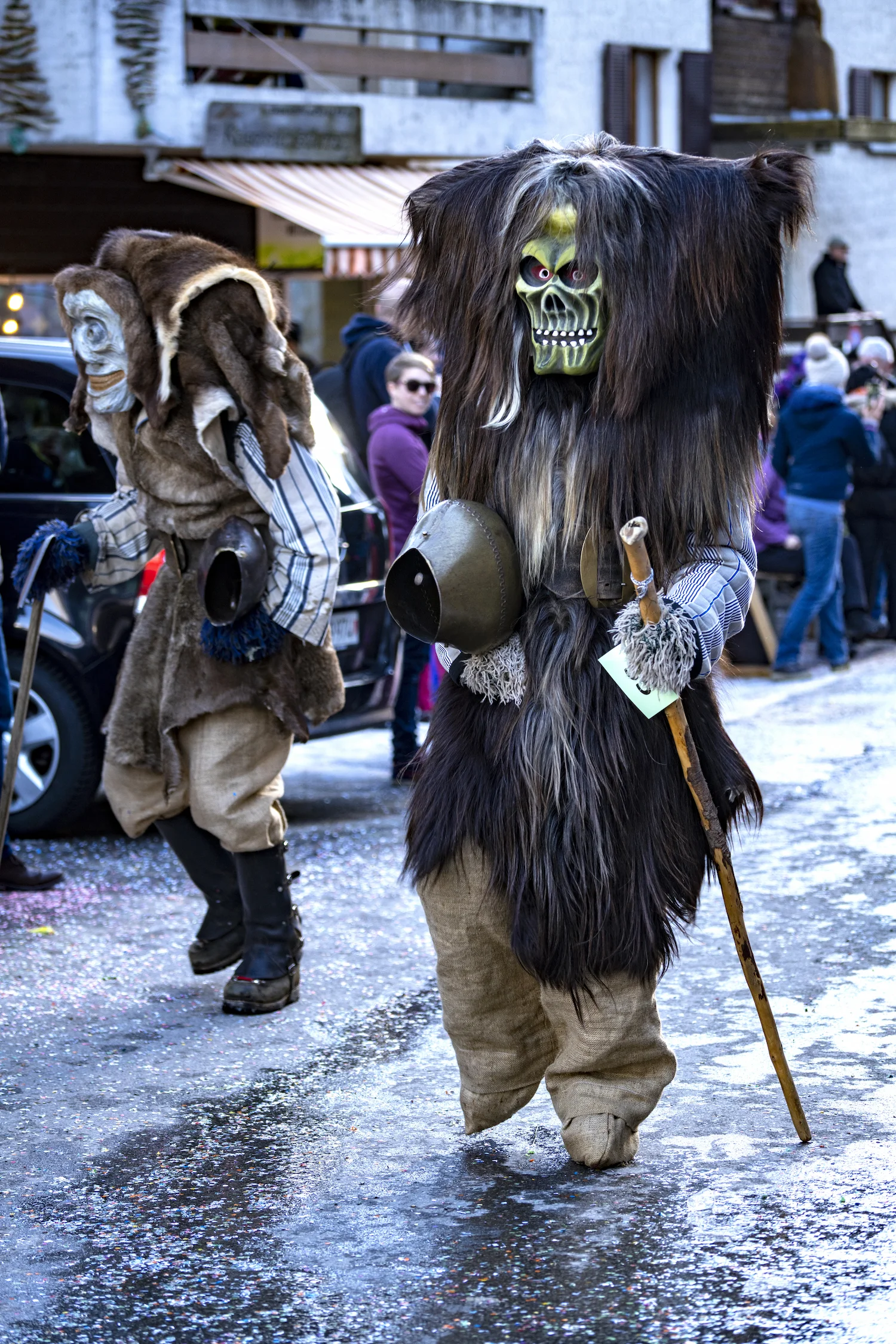 Suisse, Valais, les Tschäggättäs pendant le carnaval dans la vallée du Lôtschental