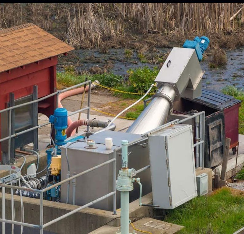 Industrial pump system installation outdoors