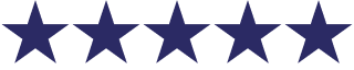 Row of five dark blue stars on a white background.