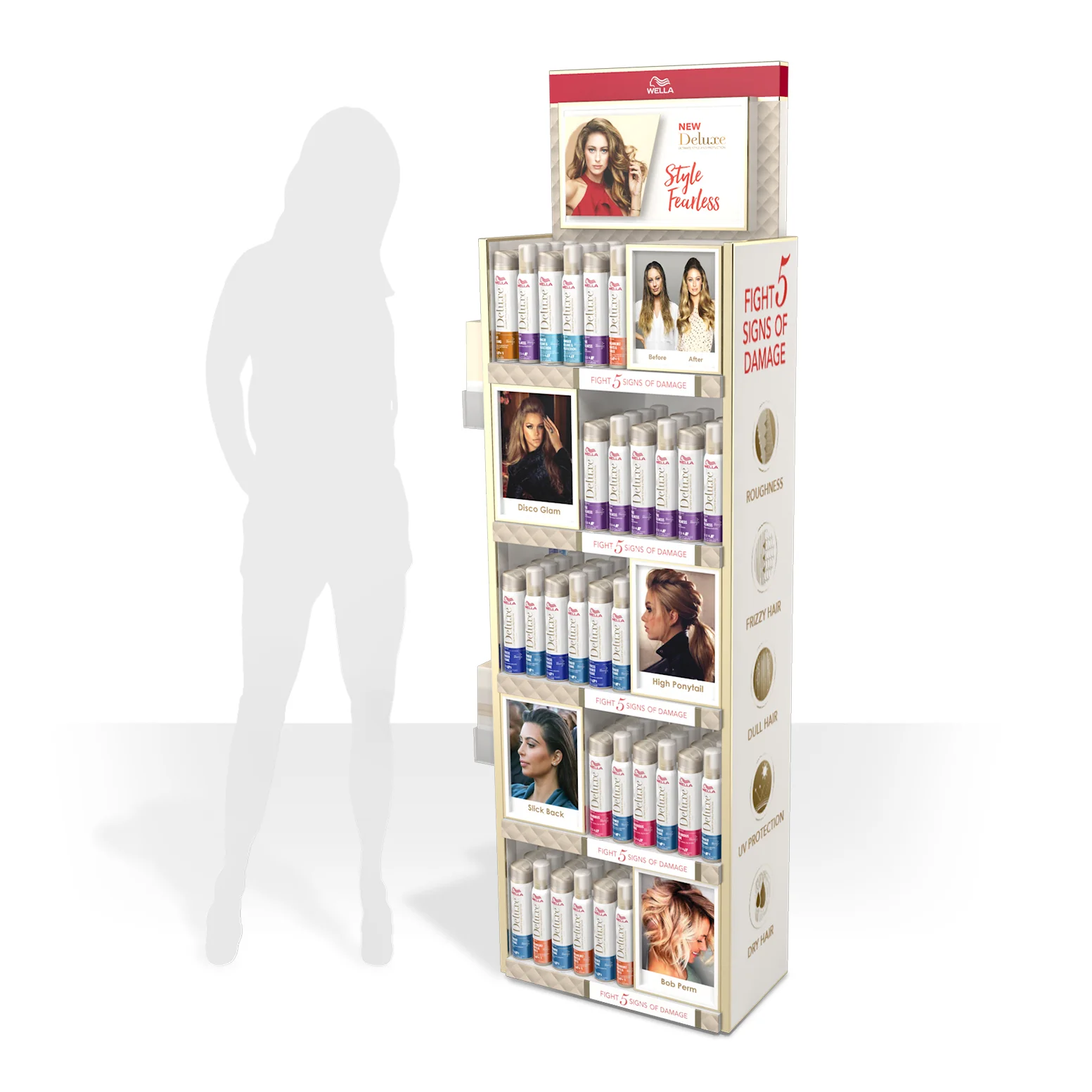 Wella Deluxe freestanding display concept - render by Martin Greeves
