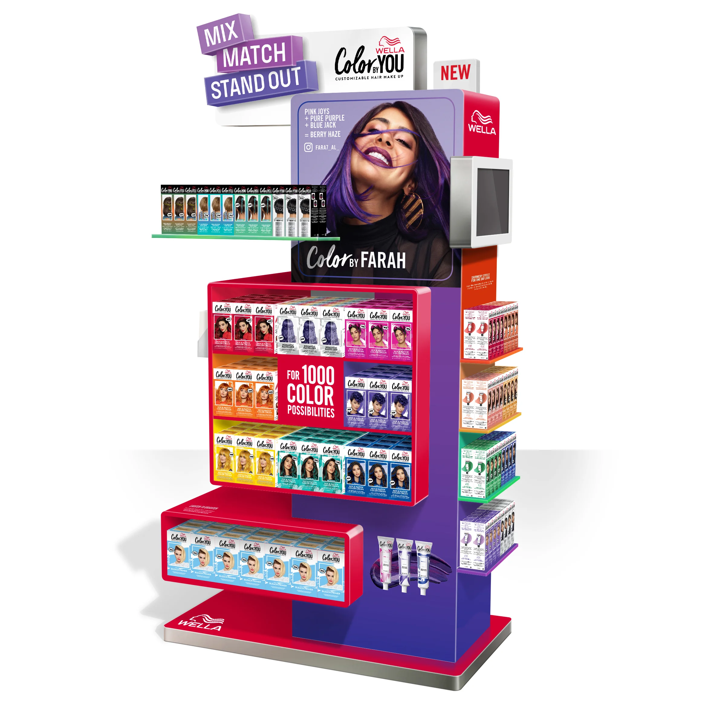 Greeves Design - Photoshop render for Wella 'Color By You' retail display concept