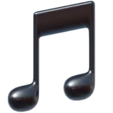 Glossy black eighth note musical symbol.