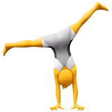 Person performing a cartwheel wearing yellow pants and a white top.