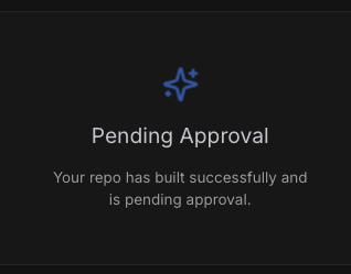Runpod Hub status message saying the repo built successfully and is pending approval
