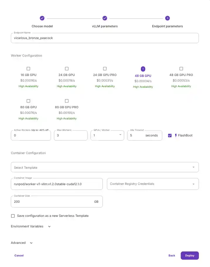 48 GB GPU select in Run Llama 3.1 with vLLM on Runpod Serverless