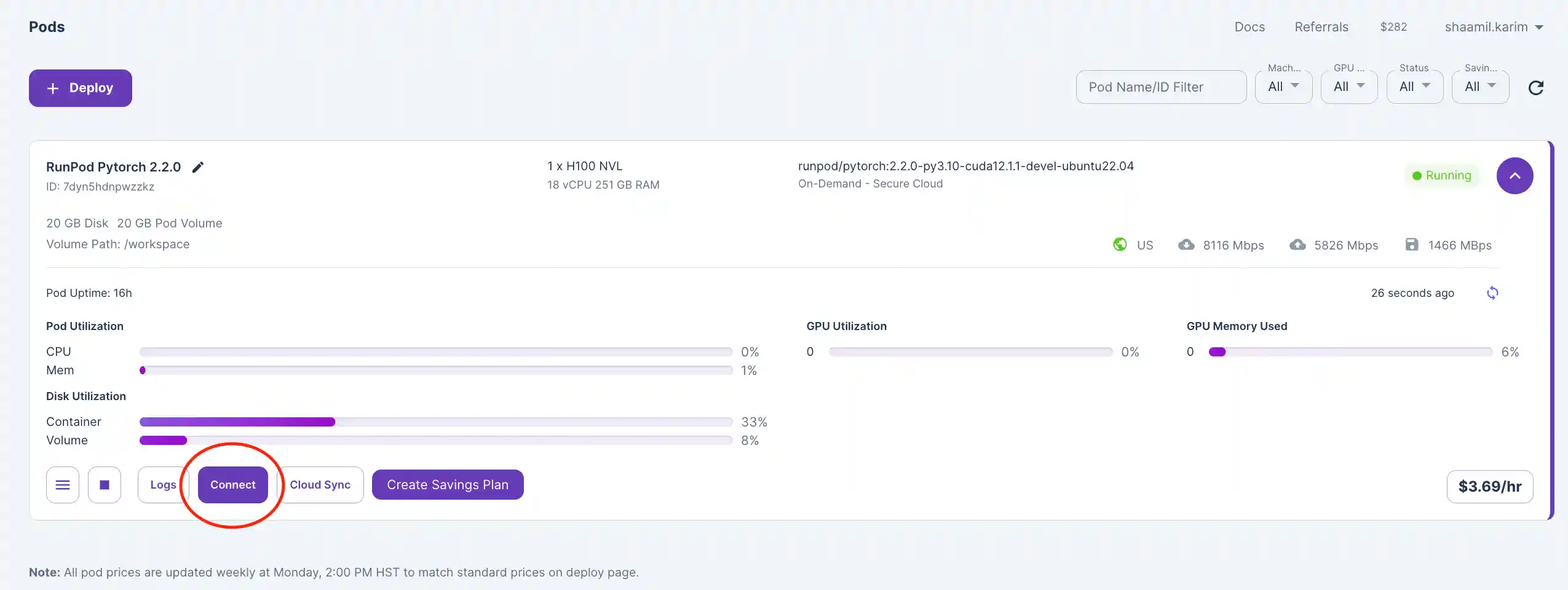 Connect to Pod in How to Run SAM 2 on a Cloud GPU with Runpod