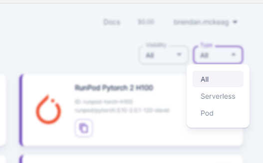 New dropdown on the Templates page