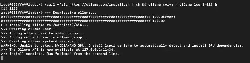 Terminal Ollama command in Run Llama 3.1 405B with Ollama on Runpod
