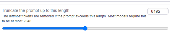 Truncate-the-prompt length slider set to 8192 tokens