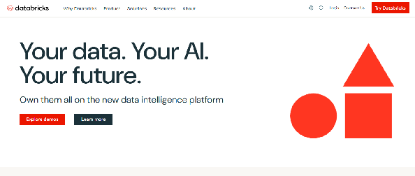 Databricks homepage with headline Your data. Your AI. Your future.