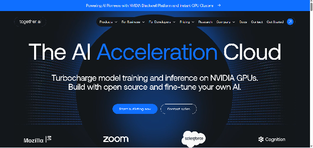 Together AI homepage with headline 'The AI Acceleration Cloud'
