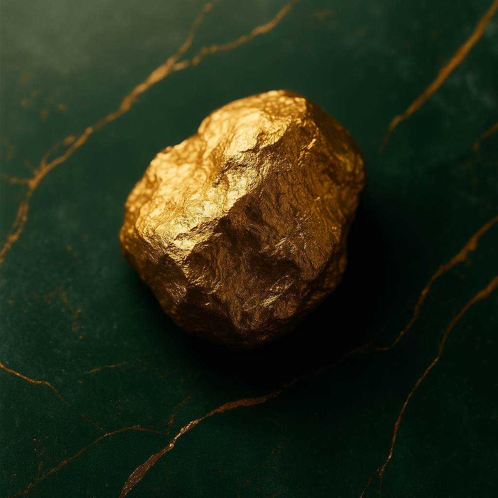 Oro bruto sobre mármol verde