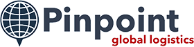 Pinpoint Global Logistics logo with a blue globe icon styled to look like a location pin.
