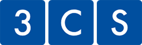Customer Centralised Customs Services logo with white letters that say "3CS" in separate blue squares on a blue background.