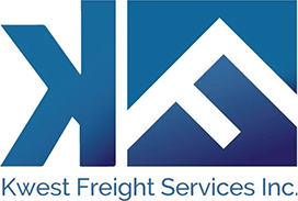 Kwest Freight Services Inc. logo with stylised blue letters K and F, with the F styled as a mountain.