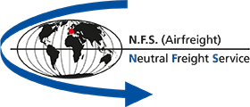 Neutral Freight Services (N.F.S.) logo with globe highlighting North America and a blue arrow.