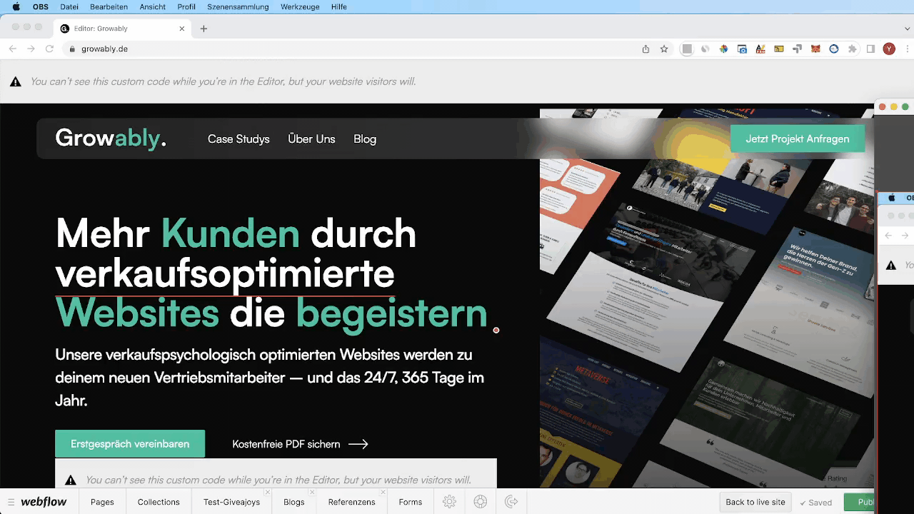 Webflow Texte und Bilder ändern im Editor