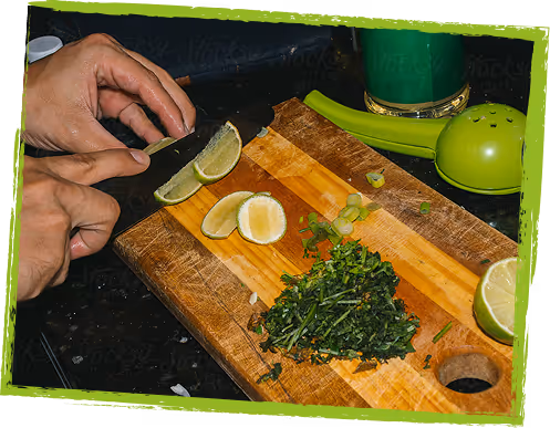 Hands preparing food with lime