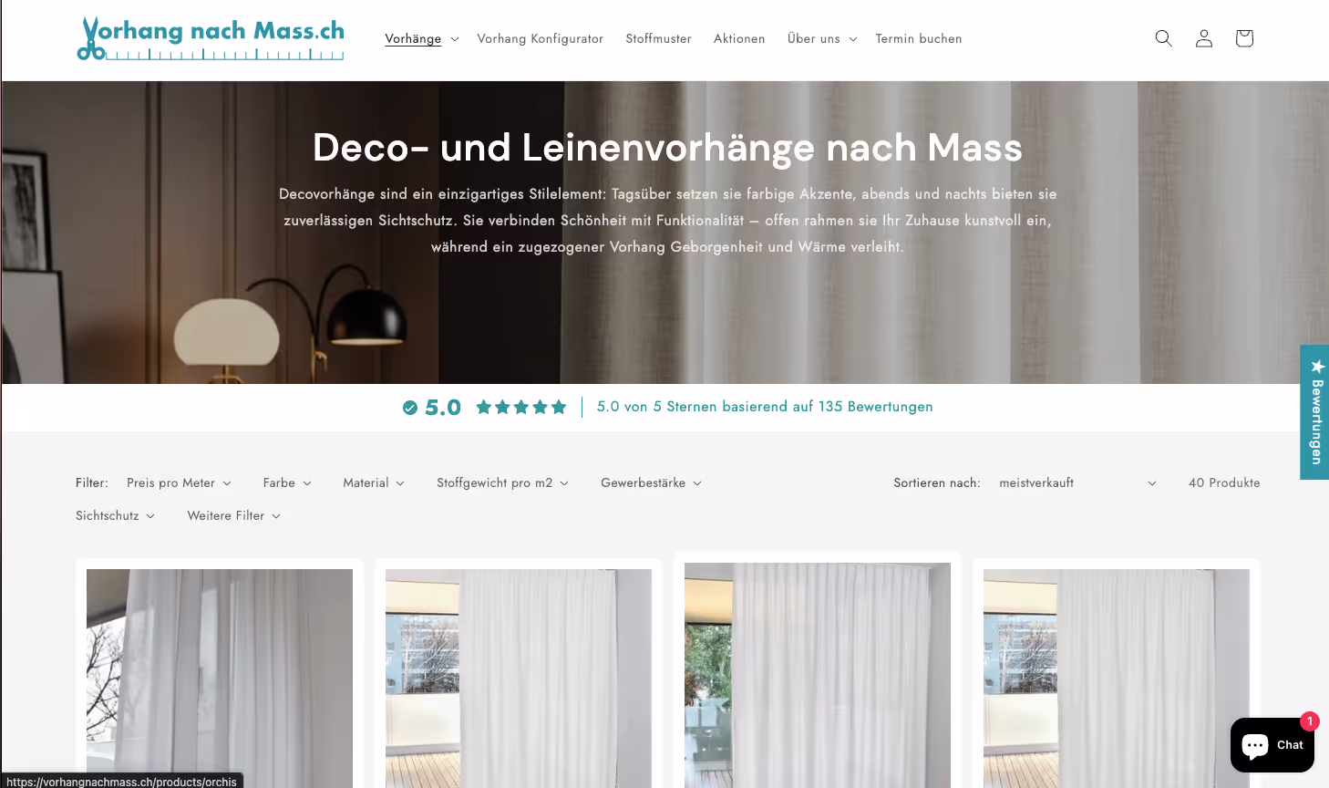 Vorhang nach Mass